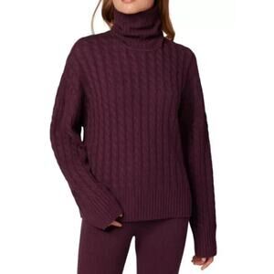 Favorite Daughter NWOT Women's Cable Knit Turtleneck Plum Sweater Size S